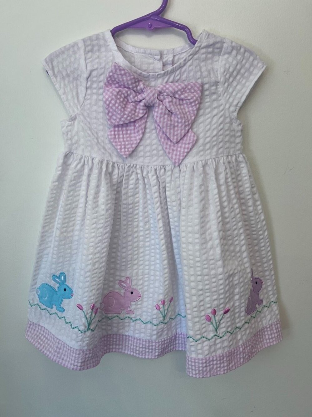 Good Lad White Seersucker Easter Bunny Dress - Size 2T